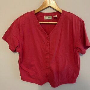 Vintage LL Bean 100% Cotton button up V-Neck Women's shirt